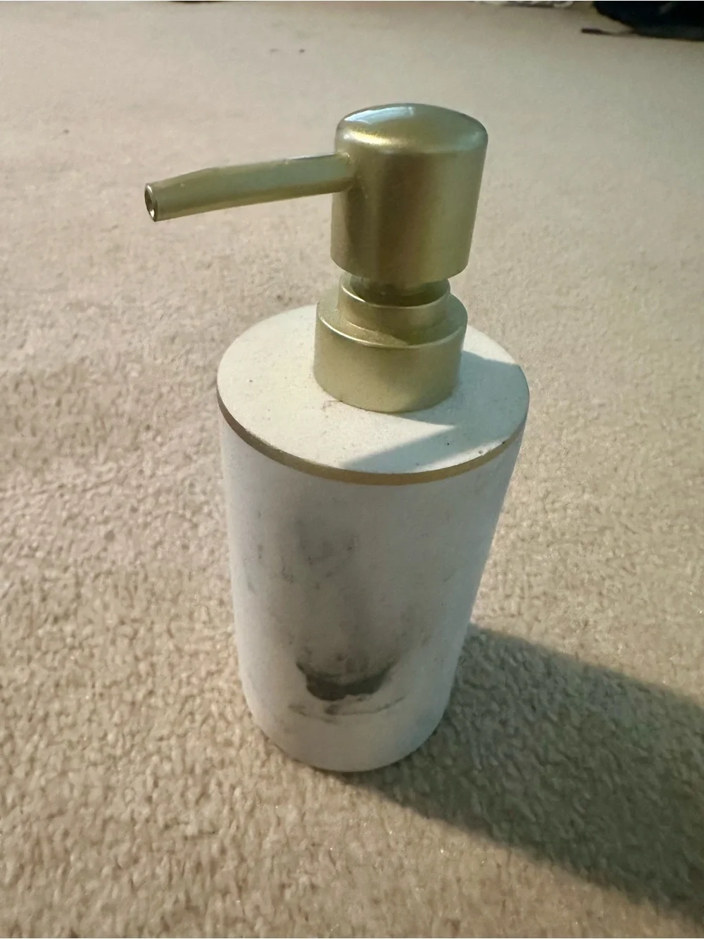 Marble Finish Soap Dispenser and Tumbler Set - White and Gold